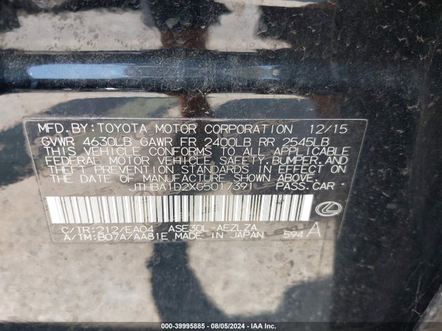 JTHBA1D2XG5017391 Lexus IS 200T