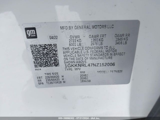 1GKKNRL47NZ152006 GMC Acadia Awd Sle