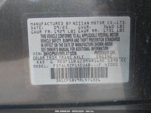 Nissan Kicks S Xtronic Cvt 2024 3N1CP5BV9RL471226 Image 9