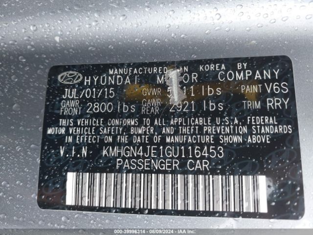 KMHGN4JE1GU116453 Hyundai Genesis 3.8