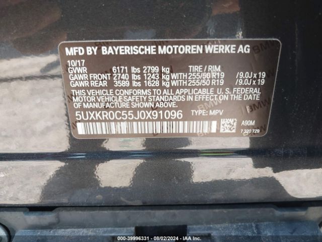 2018 BMW X5 5UXKR0C55J0X91096 Photo 8
