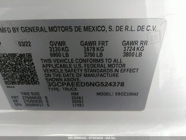 3GCPAEED5NG524378 Chevrolet Silverado 1500 2wd  Short Bed Ltz