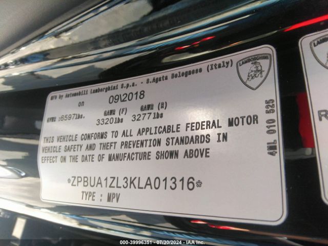 ZPBUA1ZL3KLA01316 Lamborghini Urus