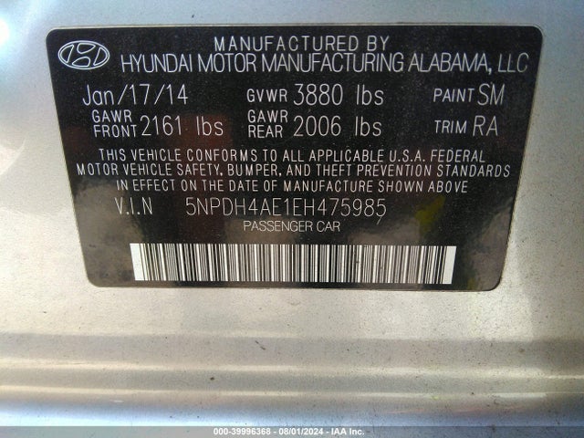 Hyundai ELANTRA SE 2014 5NPDH4AE1EH475985 Image 9