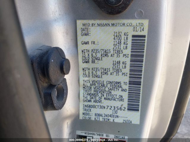1N6BD0CT3EN723562 Nissan Frontier S/sv-i4