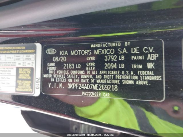 3KPF24AD7ME269218 KIA Forte Lxs