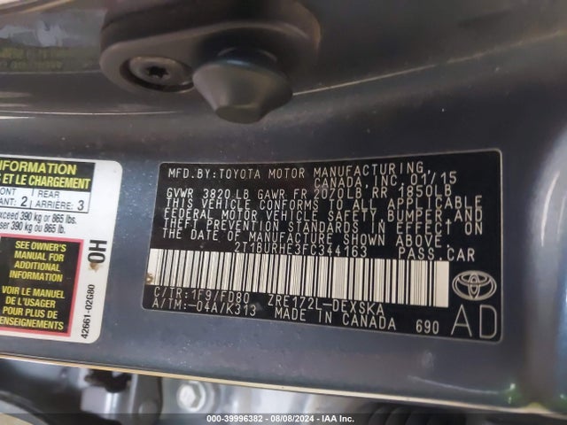 Toyota Corolla S Plus 2015 2T1BURHE3FC344163 Image 9