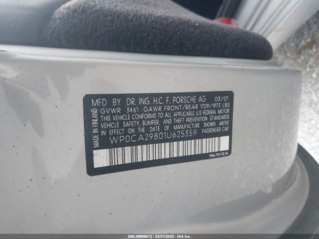 2001 PORSCHE BOXSTER WP0CA29801U625359 Photo 8