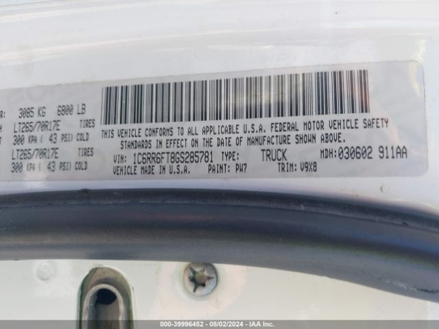 1C6RR6FT8GS285781 RAM 1500 Tradesman