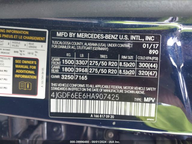 4JGDF6EE6HA907425 Mercedes-Benz Gls 450 4matic
