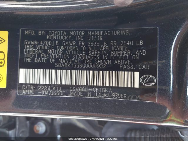 58ABK1GG6GU008932 Lexus ES 350