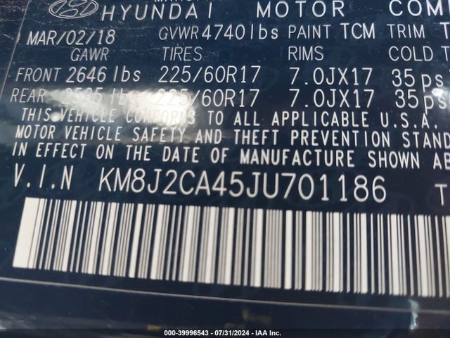 Hyundai TUCSON SE 2018 KM8J2CA45JU701186 Image 9