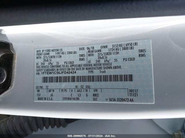 Ford F-150 Xl 2018 1FTEW1C56JFD42424 Image 9