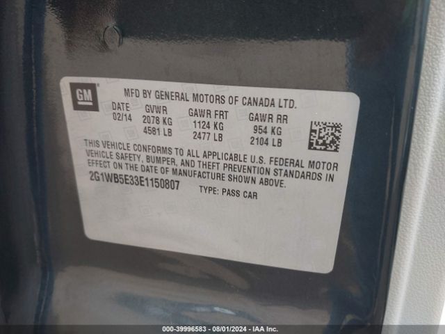 2G1WB5E33E1150807 Chevrolet Impala Limited Lt