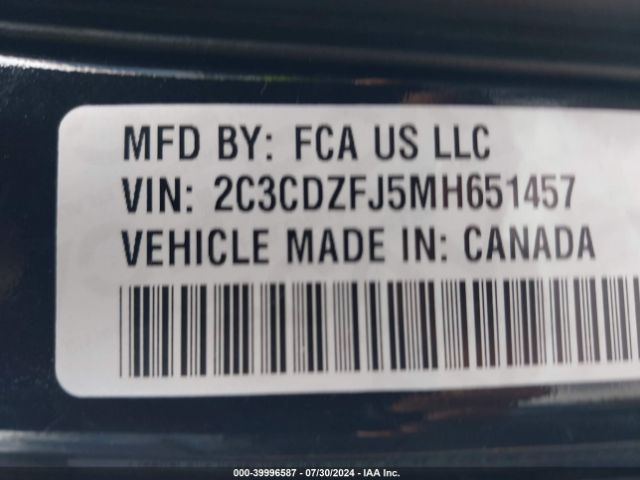2C3CDZFJ5MH651457 Dodge Challenger R/t Scat Pack