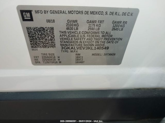 3GKALVEV3KL140549 GMC Terrain Slt