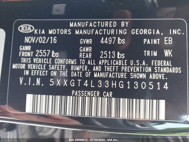 KIA Optima Lx 2017 5XXGT4L33HG130514 Image 9