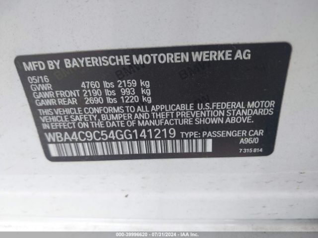 WBA4C9C54GG141219 BMW 428i Gran Coupe Xdrive