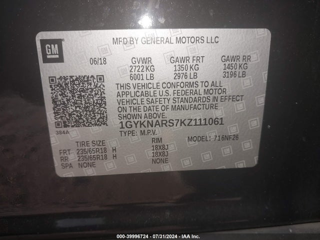 1GYKNARS7KZ111061 Cadillac Xt5 Standard