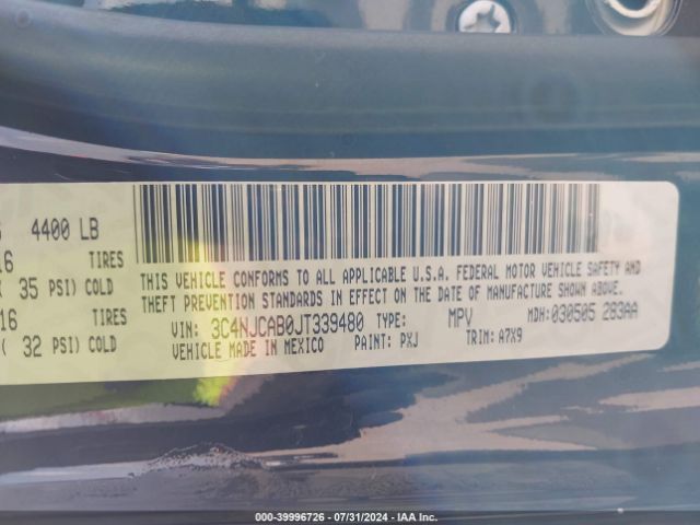3C4NJCAB0JT339480 Jeep Compass Sport Fwd