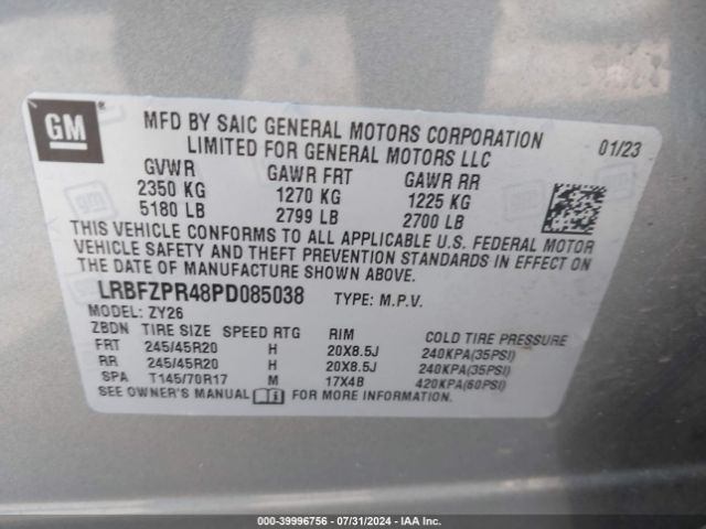 LRBFZPR48PD085038 Buick Envision Essence Awd
