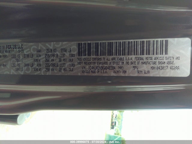 1C4HJXEN9KW648384 Jeep Wrangler Unlimited Sahara Altitude 4x4
