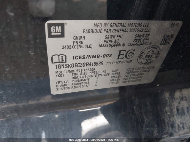 Chevrolet Suburban Ls 2016 1GNSKGEC3GR416586 Image 9