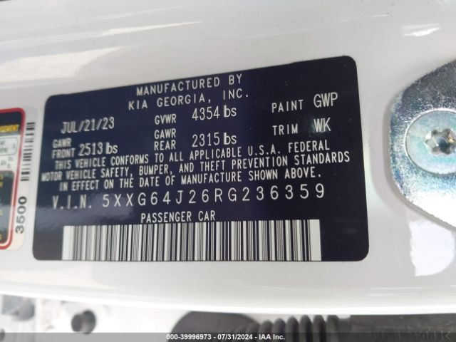 5XXG64J26RG236359 KIA K5 Gt-line