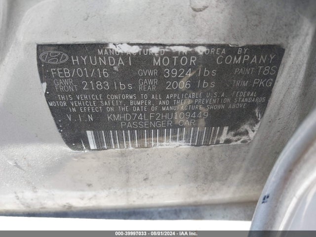 Hyundai ELANTRA SE 2017 KMHD74LF2HU109449 Image 9