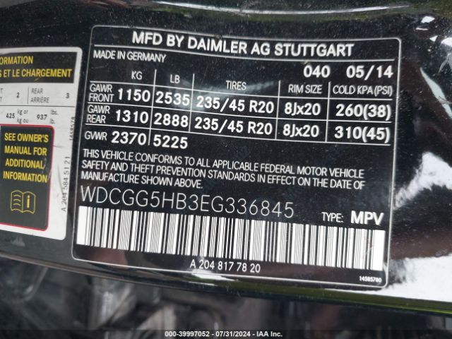 WDCGG5HB3EG336845 Mercedes-Benz GLK 350