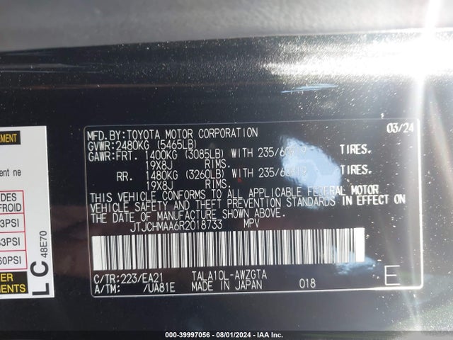 JTJCHMAA6R2018733 Lexus Rx 350 Premium