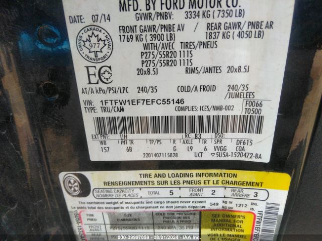 1FTFW1EF7EFC55146 Ford F-150 Fx4
