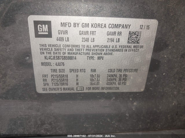 Buick Encore 2016 KL4CJESB7GB598814 Image 9