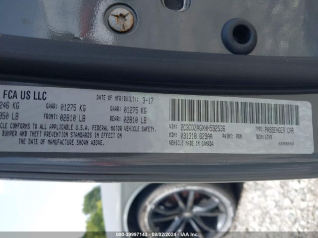 2C3CDZAGXHH592536 Dodge Challenger Sxt