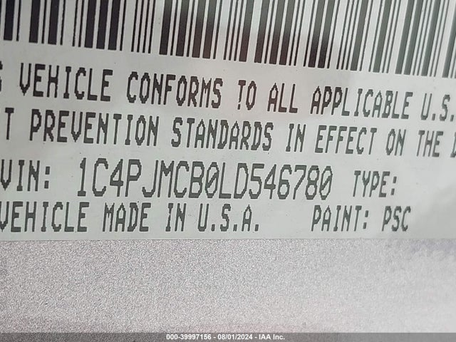 1C4PJMCB0LD546780 Jeep Cherokee Latitude 4x4