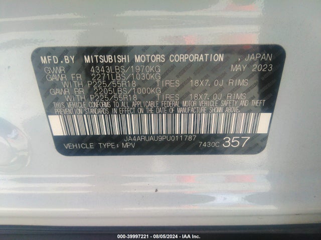 2023 MITSUBISHI OUTLANDER SPORT JA4ARUAU9PU011787 Photo 8
