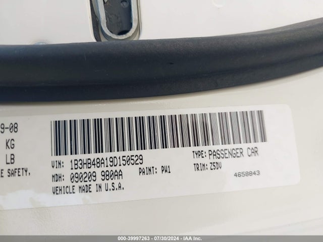 39997263 :رقم المزاد ، 1B3HB48A19D150529 vin ، 2009 Dodge Caliber Sxt مزاد بيع