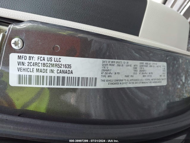 Chrysler Pacifica Touring L 2021 2C4RC1BG2MR521635 Image 9