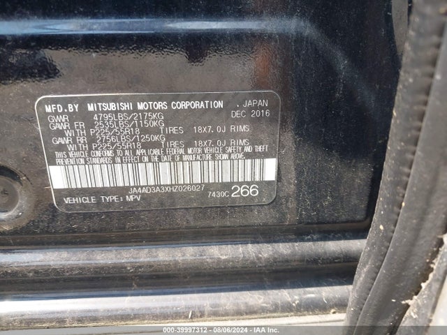 2017 MITSUBISHI OUTLANDER JA4AD3A3XHZ026027 Photo 8