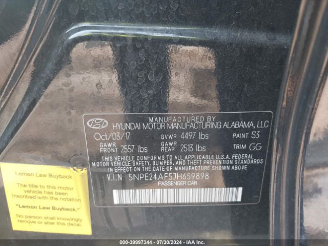 2018 HYUNDAI SONATA 5NPE24AF5JH659898 Photo 8