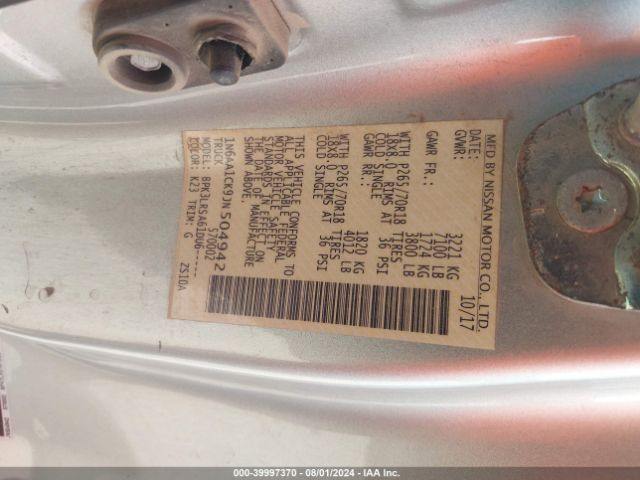 1N6AA1CK9JN504942 Nissan TITAN S
