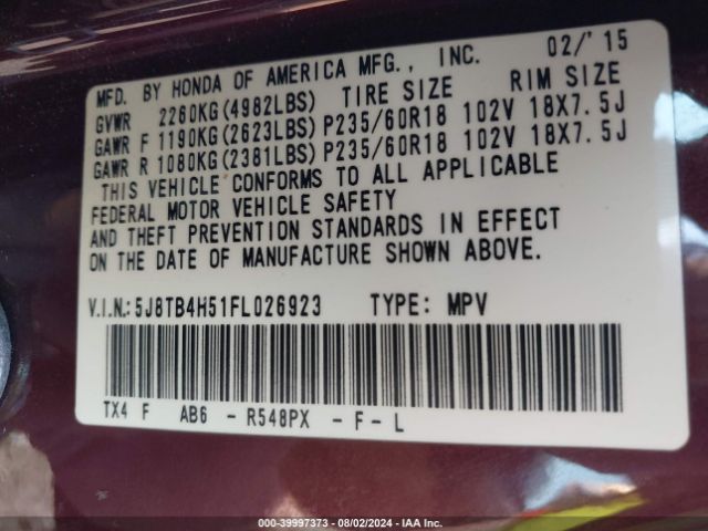 5J8TB4H51FL026923 Acura RDX