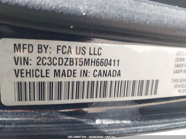 2C3CDZBT5MH660411 Dodge Challenger R/t
