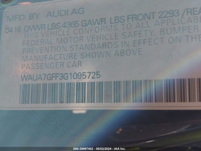 WAUA7GFF3G1095725 Audi A3 1.8t Premium
