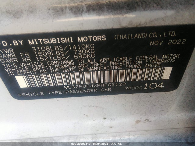 ML32FUFJXPHF03129 Mitsubishi Mirage G4 Black Edition/es/le