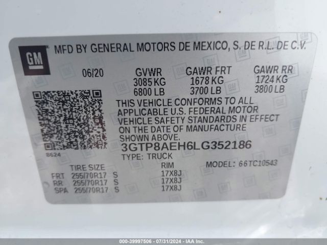 3GTP8AEH6LG352186 GMC Sierra 1500 2wd  Short Box