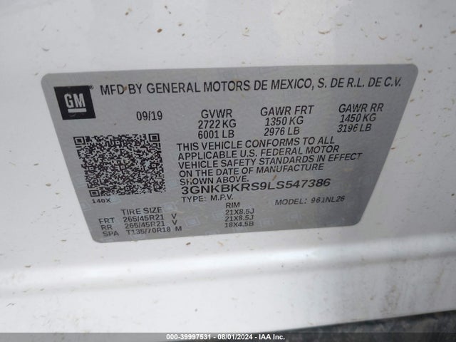 Chevrolet Blazer Awd Rs 2020 3GNKBKRS9LS547386 Image 9