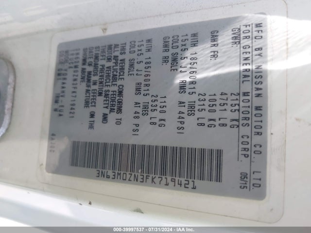 Chevrolet City Express 1lt 2015 3N63M0ZN3FK719421 Image 9