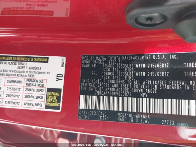 7MUCAAAG0RV093873 Toyota Corolla Cross Le