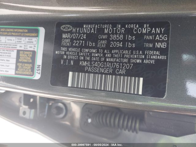 KMHLS4DG1RU761207 Hyundai ELANTRA SEL